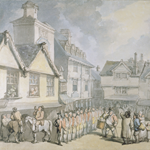A Review in a Market Place, c. 1790 (pen & ink with w / c on paper)