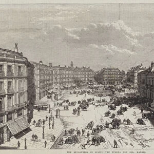 The Revolution in Spain, the Puerta del Sol, Madrid (engraving)