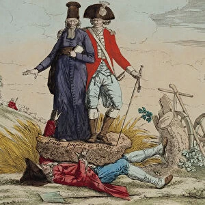Revolutionary cartoon about Tithes, Taxes and Graft (coloured engraving)