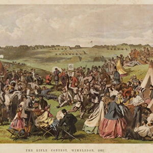 The Rifle Contest, Wimbledon, 1864 (colour litho)