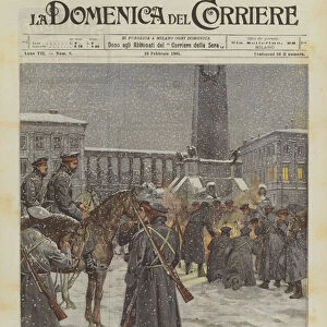 The riots in Russia, the current appearance of a square in Warsaw following the state of siege (Colour Litho)