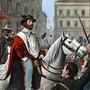 Risorgimento: Giuseppe Garibaldi Italian patriot (1807-1882) penetrate Rome in December 1848 or will be proclaimed the Roman republic"(Italian patriot Giuseppe Garibaldi entering in Rome with his army in December 1848)