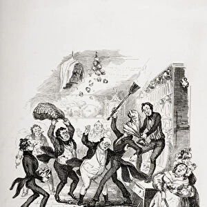 The rival editors, illustration from The Pickwick Papers by Charles Dickens