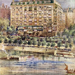 River front of The Savoy Hotel (colour litho)