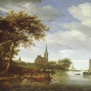 River Scene, 1663 (oil on canvas)