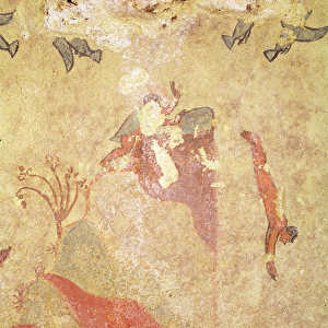 Rock and divers, from the Tomb of Hunting and Fishing, c. 520-10 BC (wall painting)