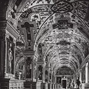 Roma, Vaticano, Gran Sala della Biblioteca; Rome, Vatican, The Great Library Hall (b / w photo)