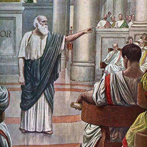 Roman antiquite: Appius Claudius Caecus the blind (4th century BC) great orator and Latin writer dissuades the Romans from accepting in 280 BC the peace proposals of Pirrhus (Pyrrhus) I"