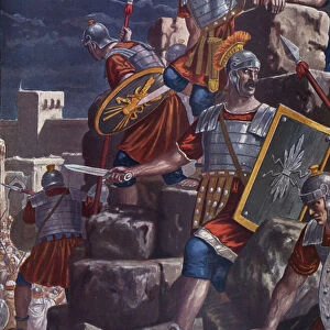 Roman Antiquite: "The capture of Jerusalem"depiction of the siege of Jerusalem by the Romans in 70 AD, the city is sacked by the troops of Emperor Titus and the second temple of Jerusalem detruit"