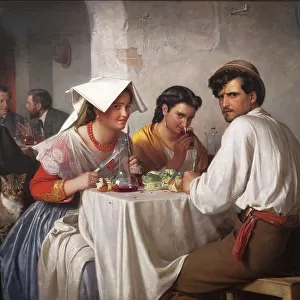 In a Roman Osteria, 1866 (oil on canvas)