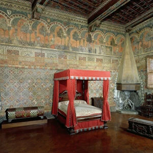 Room of the Castellana di Vergi showing the frescoed walls