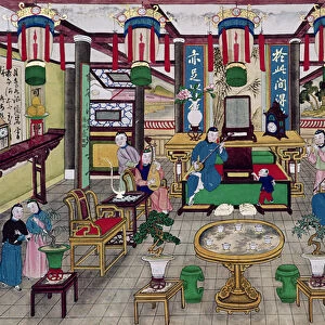 A Room in the House of Mr. Kong, a Peking Merchant (gouache on paper)