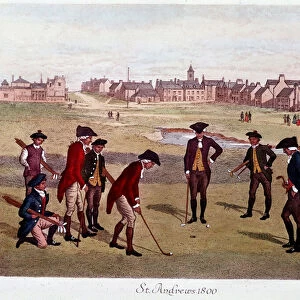 A round of golf with British gentlemen at St. Andrews in Scotland in 1800