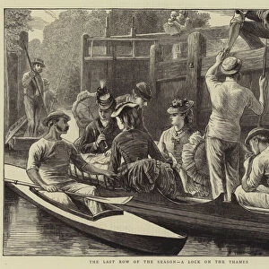 The Last Row of the Season, a Lock on the Thames (engraving)