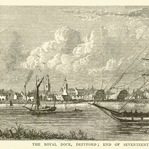 The Royal Dock, Deptford, end of seventeenth century (engraving)
