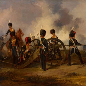 A Royal Horse Artillery gun crew loading, 1844 circa (oil on canvas)