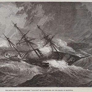 The Royal Mail Screw Steam-Ship "Calcutta"in a Hurricane, off the Island of Mauritius (engraving)