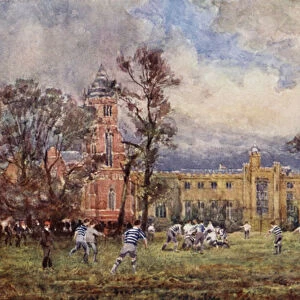 Rugby School (colour litho)