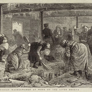 Russian Washerwomen at Work on the River Moskya (engraving)