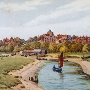 Rye, from the Rother (colour litho)