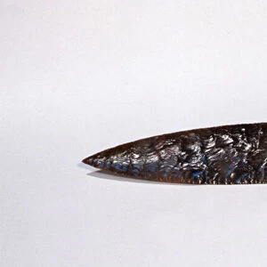 Sacrificial knife, from Nakum, Peten, Guatemala, Late Classic Period (obsidian)