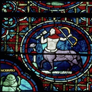 Sagittarius, from the Zodiac Window, 13th century (stained glass)