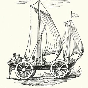 Sailing carriage of the 17th century, from a drawing of the period (engraving)