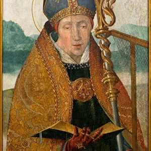 Saint Blaise - Painting from the workshop of Brother Carlos (Flemish painter active between 1517 and 1544), oil on wood, circa 1530 (St Blaise, by the workshop of Friar Carlos (active between 1517-1544), oil on panel