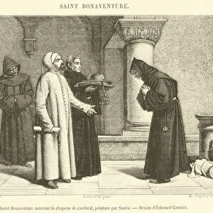 Saint Bonaventure recevant le chapeau de cardinal (engraving)