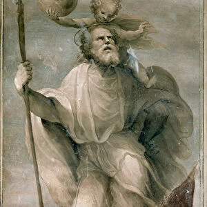 Saint Christopher, 1540-1545 (monochrome fresco)