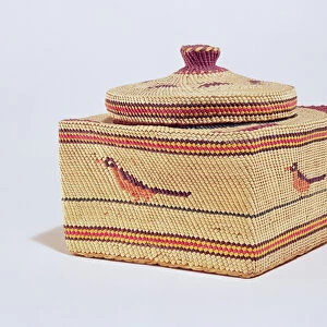 Salish basket depicting birds, from the Northwest Coast (woven fibre)