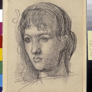 Salomes head, 19th century (pencil on paper)