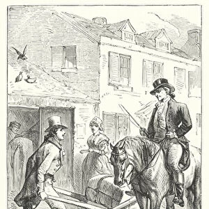 Sampson Wilder, American merchant and evangelical Christian, pushing a barrow (engraving)
