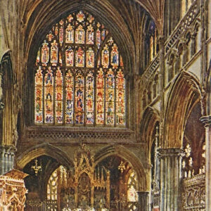The Sanctuary, Exeter Cathedral (colour litho)