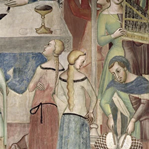 Satan Asking God to Tempt Job, detail of musicians, 1356-67 (fresco)