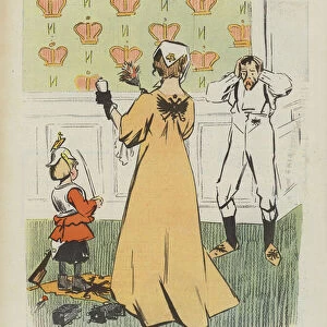Satire on Russias defeat in the Russo-Japanese War. the Illustration for Le Rire (colour litho)
