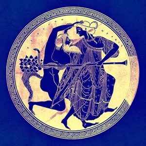 Satyr and Maenad, illustration from Greek Vase Paintings by J. E. Harrison and D. S. MacColl, published 1894 (digitaly enhanced image)