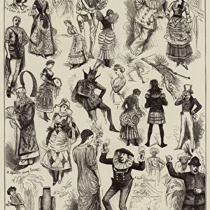 The Savage Club Entertainment at the Royal Albert Hall, some Costumes at the Ball (engraving)