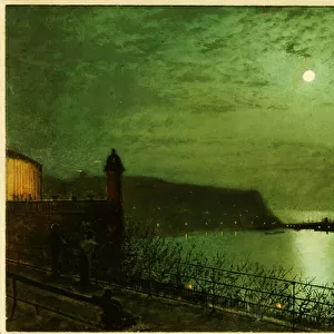 Scarborough by Moonlight from the steps of the Grand Hotel (oil on board)
