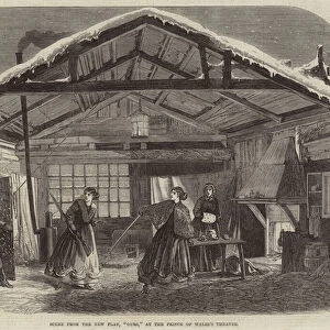 Scene from the New Play, "Ours, "at the Prince of Waless Theatre (engraving)