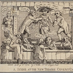 A Scene at the New Theatre, Covent Garden: satire depicting a political hustings in Covent Garden, London, 1784 (engraving)