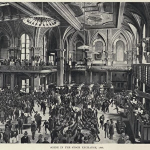 Scene in the Stock Exchange, 1899 (litho)