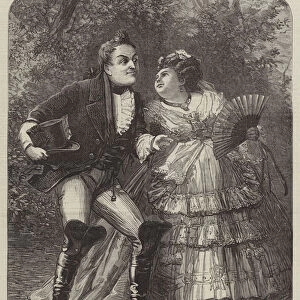 Scene from "The Poor Gentleman, "at the Strand Theatre (engraving)