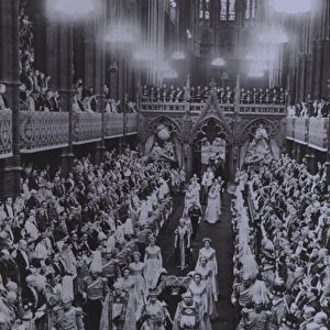 The scene in Westminster Abbey at the coronation of her majesty Queen Elizabeth, 2 June 1953 (b / w photo)