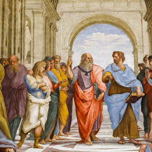 School of Athens, Detail. Plato and Aristotle. 1509 (fresco)