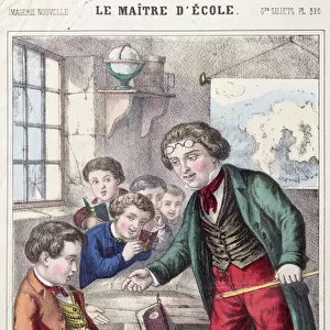 The School Master, c. 1860-70 (coloured engraving)