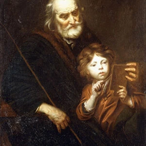 A Schoolmaster Teaching a Boy to Draw (oil on canvas)