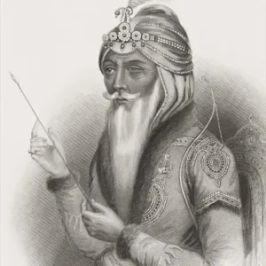 Print of Maharaja Ranjit Singh, a 19th-century lithograph Print of Maharaja Ranjit Singh, a 19th-century lithograph