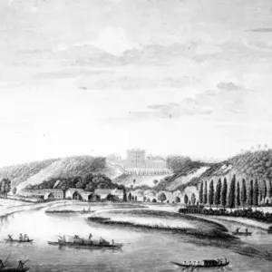A View of Cliveden House from Maidenhead Bridge, 18th century Print A View of Cliveden House from Maidenhead Bridge, 18th century Print