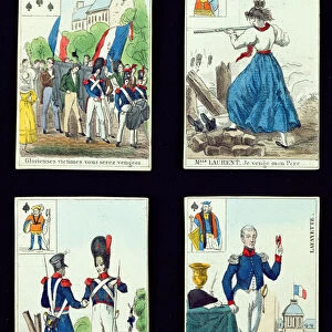 Selection of playing cards relating to the 1830 Revolution, 1831 (coloured engraving)